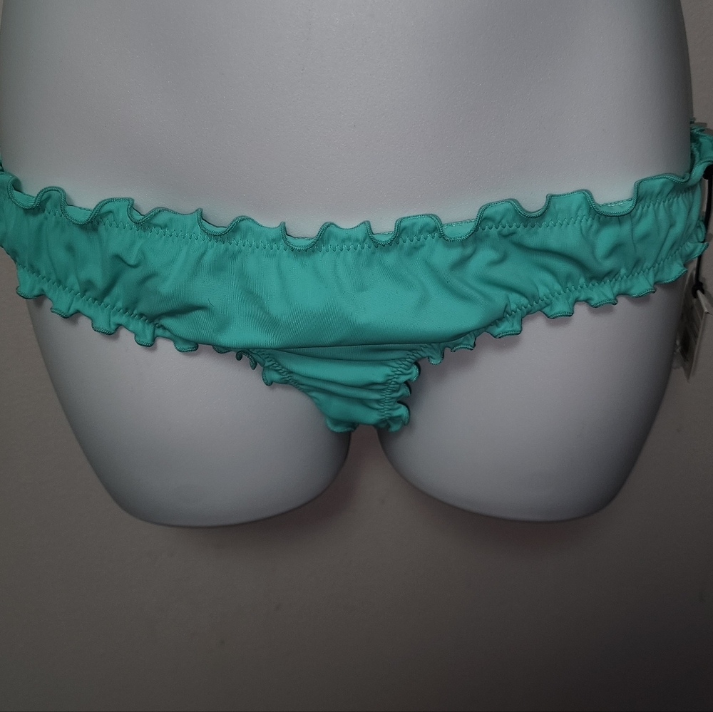 Shade & Shore Sea BreezeRuffle Ruched Bikini Bottoms M NWT